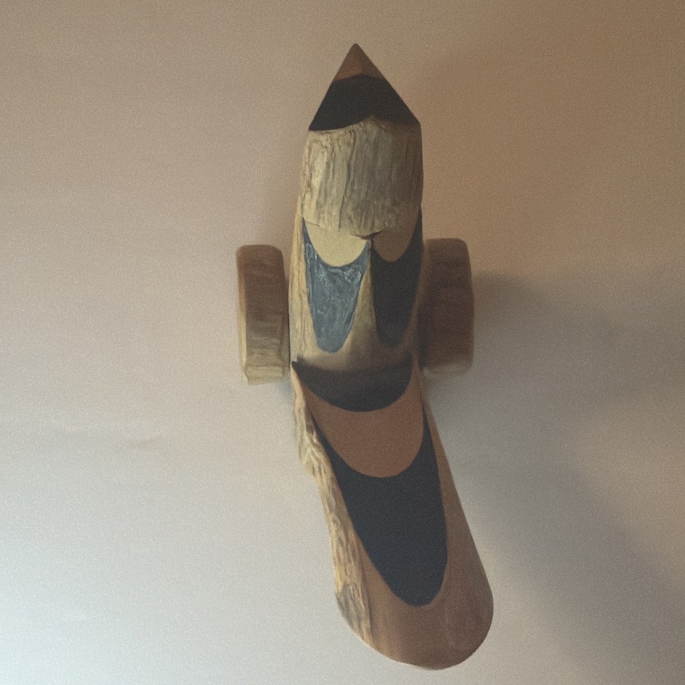 Kishima Japanese Wooden Click Clack Bird Toy on wheels signed Japan Folk Art - Picture 4 of 16